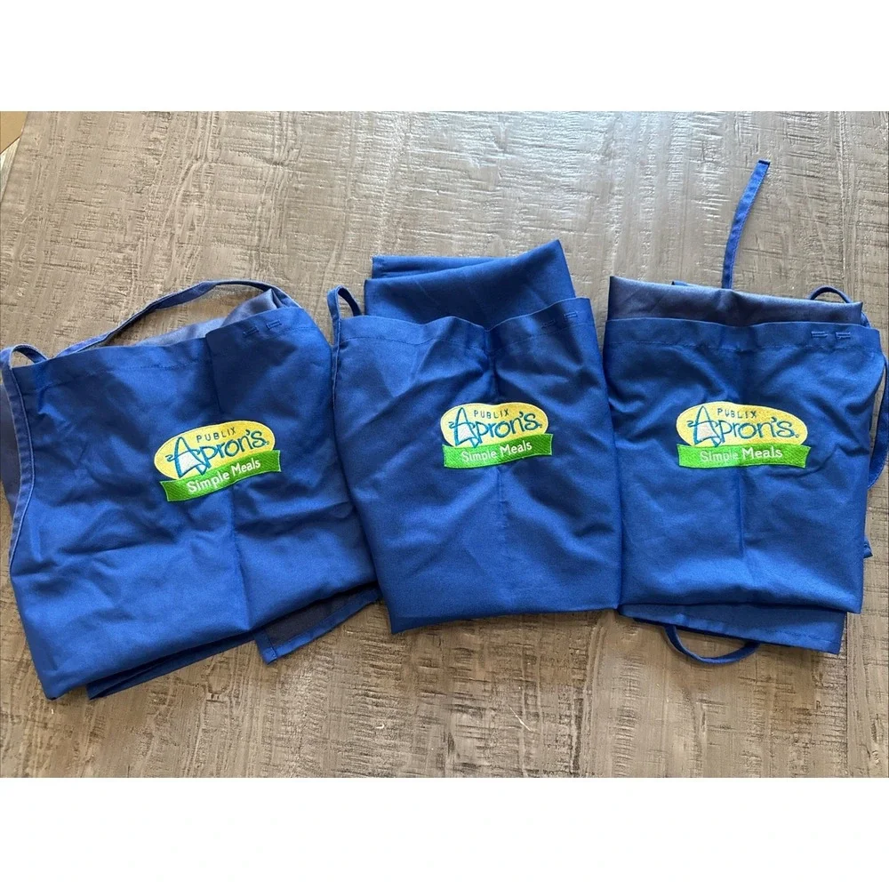 Publix Apron's Simple Meals Blue Adjustable Apron OSFM Set of Three